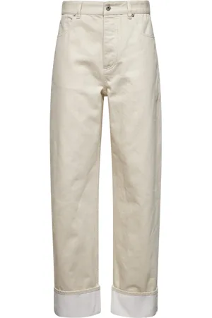 Bottega Veneta Femme, Jeans, Blanc, Taille: 38 FR Jean Beige Stone Washed avec Intrecciato