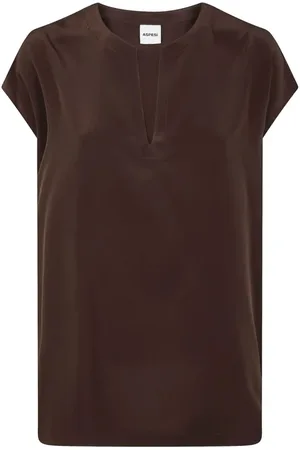 Aspesi Femme, Blouses et Chemises, Brun, Taille: 42 FR Haut sans manches Marron