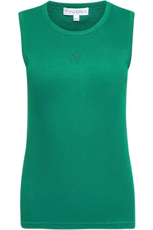 J.W.Anderson Femme, Tops, Vert, Taille: 36 FR Haut Brodé Ancre