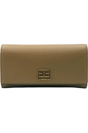 Elisabetta Franchi Femme, Accessoires, Brun, Taille: ONE Size Portefeuilles Marron avec Détail en Métal Doré