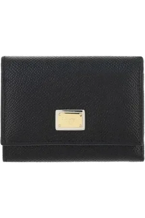 Dolce & Gabbana Femme, Accessoires, Noir, Taille: ONE Size Portefeuille Trifold en Cuir de Luxe