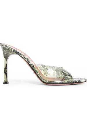 Amina Muaddi Femme, Chaussures, Vert, Taille: 40 EU Sandales Serpent avec Talon Aiguille Transparent