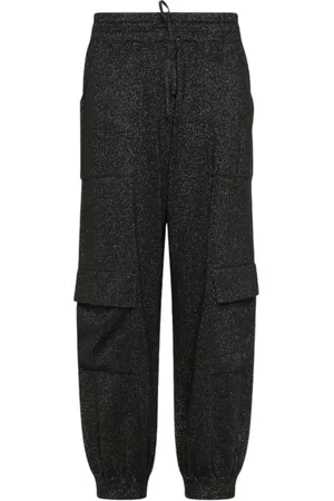 sun68 Femme, Pantalons, Noir, Taille: 42 FR Pantalon cargo en coton Lurex pour femme