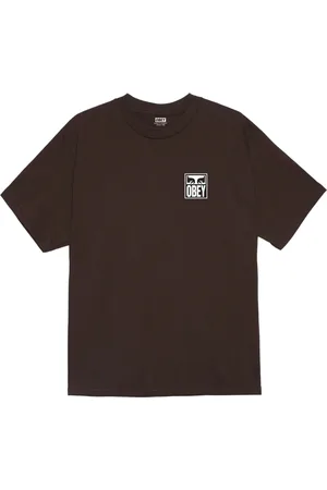 Obey Homme, Tops, Brun, Taille: S Tee-shirt Iconique Eyes avec Impression au Dos