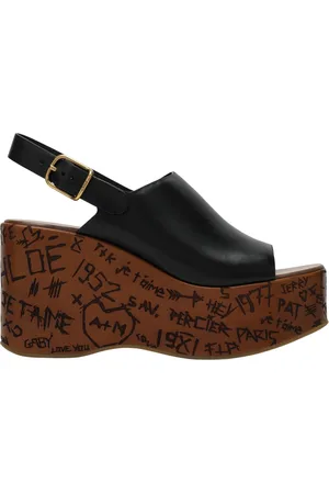 Chloé Femme, Chaussures, Noir, Taille: 35 EU Sandales Compensées Hautes Style Maxime