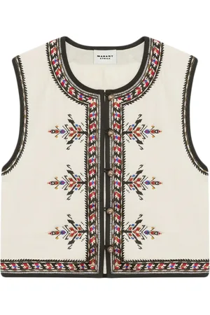 Isabel Marant Femme, Vestes, Multicolore, Taille: 36 FR Gilet Blanc Sans Manches Brodé