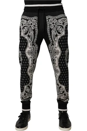 Dolce & Gabbana Homme, Pantalons, Noir, Taille: L Pantalon Jogger en Coton Bandana Noir