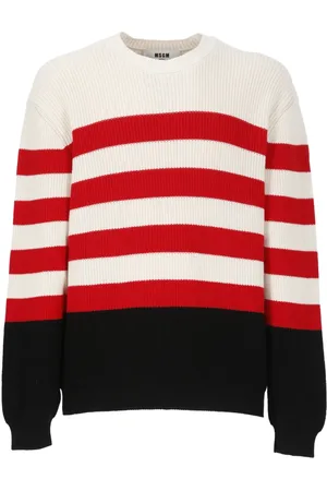 Msgm Homme, Pulls, Multicolore, Taille: L Pull en Coton à Rayures Col Rond