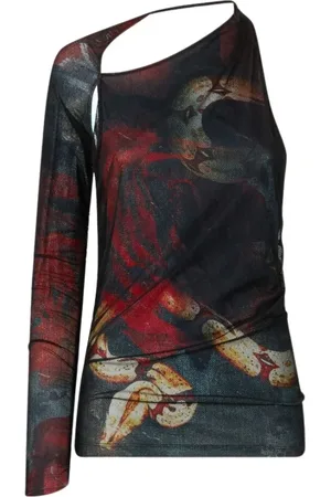 Roberto Cavalli Femme, Blouses et Chemises, Multicolore, Taille: 42 FR Pull à manche unique avec rose et serpent
