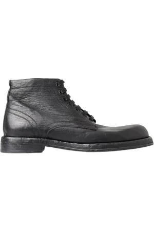 Dolce & Gabbana Homme, Chaussures, Noir, Taille: 44 EU Bottes en Cuir de Cheval Noir