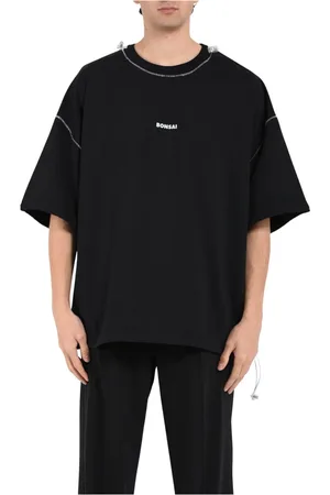 BONSAI Homme, Tops, Noir, Taille: XS T-shirt en coton avec logo imprimé