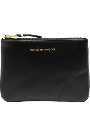 Comme des Garçons Homme, Accessoires, Noir, Taille: ONE Size Portefeuille en cuir noir avec logo doré