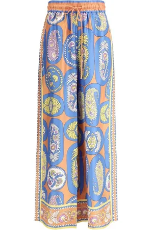 ALÉMAIS Femme, Pantalons, Multicolore, Taille: 36 FR Pantalon Large en Soie avec Cordon