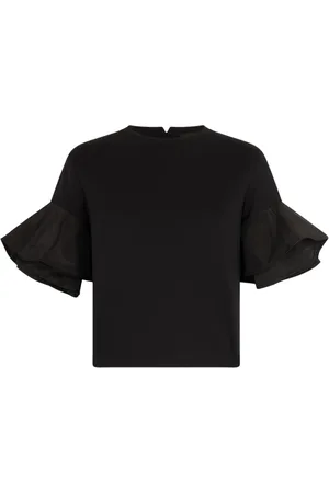 Liu Jo Femme, Tops, Noir, Taille: 38 FR T-shirt à volants pour femmes