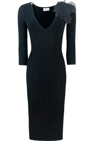 Elisabetta Franchi Femme, Robes, Noir, Taille: 40 FR Robe Noire avec Détail Floral