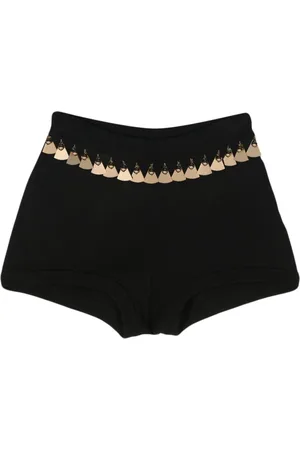 Paco rabanne Femme, Sous-vêtements, Noir, Taille: 36 FR Shorts Mini en Maille Noire avec Ceinture Dorée