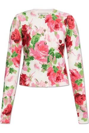 BLUMARINE Femme, Pulls, Multicolore, Taille: 38 FR Gilet avec motif floral