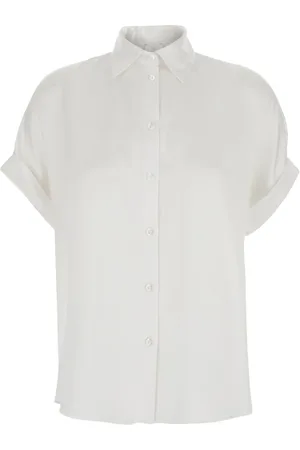 ELEVENTY Femme, Blouses et Chemises, Blanc, Taille: 40 FR Chemise Soie Blanche Col Classique