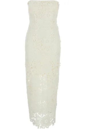 ROTATE Femme, Robes, Blanc, Taille: 38 FR Robe Longue Blanche avec Fente au Dos