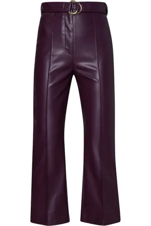 Liu Jo Femme, Pantalons, Violet, Taille: 42 FR Pantalon Flare Cropped en Cuir