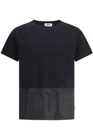 GCDS Homme, Tops, Noir, Taille: L T-shirt en coton avec détail monogramme
