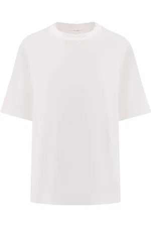 The Row Femme, Tops, Blanc, Taille: 38 FR T-shirt col rond côtelé manches courtes