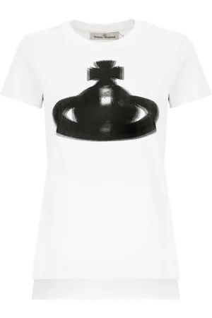Vivienne Westwood Femme, Tops, Blanc, Taille: 36 FR T-shirt Blanc en Coton avec Imprimé Orb
