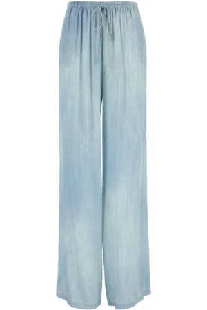 ERMANNO SCERVINO Femme, Pantalons, Bleu, Taille: 40 FR Pantalon Large en Viscose Bleu Clair