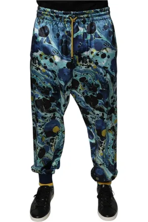 Dolce & Gabbana Homme, Pantalons, Multicolore, Taille: M Jogger Pantalons de survêtement à Imprimé Marbre Multicolore
