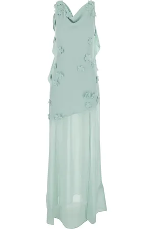 ROTATE Femme, Robes, Bleu, Taille: 42 FR Robe Longue Waterfall Bleue