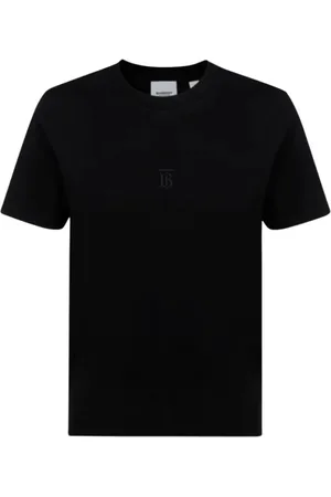 Burberry Homme, Tops, Noir, Taille: 2XL T-shirt Noir avec Logo Relief