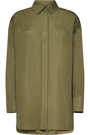 Max Mara Femme, Blouses et Chemises, Vert, Taille: 38 FR Chemise Verte Oversize en Coton avec Poches