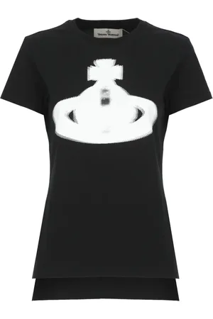 Vivienne Westwood Femme, Tops, Noir, Taille: 38 FR T-shirt Noir en Coton avec Imprimé Orb