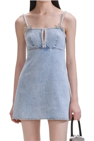Self-Portrait Femme, Robes, Bleu, Taille: 40 FR Robe Mini Perle - Bleu Clair