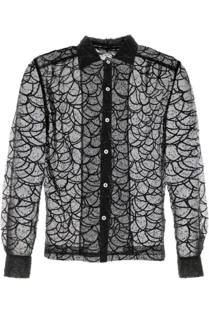 BODE Homme, Chemises, Noir, Taille: M Chemise en tulle noir Pewter Shoal