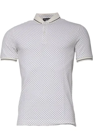 Dolce & Gabbana Homme, Tops, Blanc, Taille: M Polo Blanc à Pois avec Col Polo