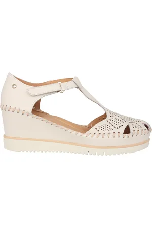 Pikolinos Femme, Chaussures, , Taille: 42 EU Sandale compensée confortable - Blanc cassé