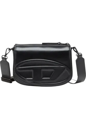 Diesel Femme, Sacs, Noir, Taille: ONE Size Sac à Bandoulière en Cuir Italien avec Plaque Frontale D