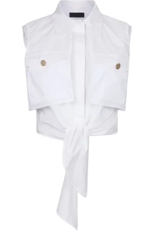 Liu Jo Femme, Tops, Blanc, Taille: 36 FR Chemise Courte Tropicale avec