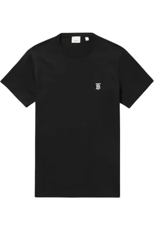 Burberry Homme, Tops, Noir, Taille: M T-shirt noir en coton avec logo