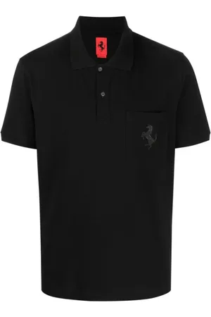 FERRARI Homme, Tops, Noir, Taille: L Polo Noir avec Logo