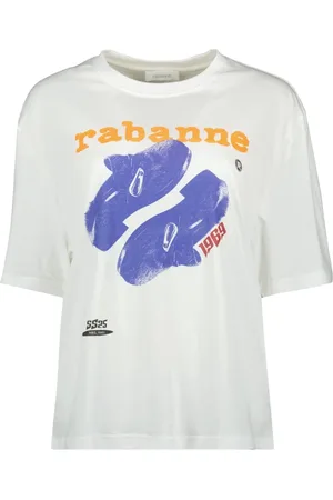 Paco rabanne Femme, Tops, Blanc, Taille: 42 FR T-shirt Blanc Imprimé Printemps-Été 2025