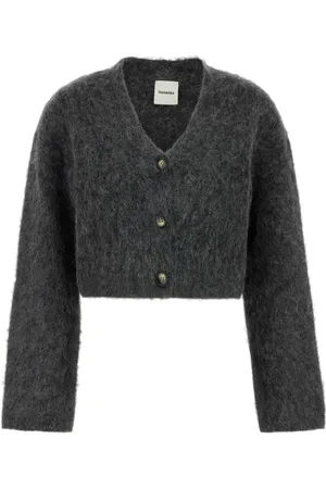 Nanushka Femme, Pulls, Gris, Taille: 40 FR Cardigan Gris Foncé en Mélange de Nylon Extensible