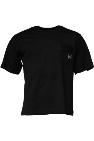 Dolce & Gabbana Homme, Tops, Noir, Taille: S T-shirt en coton noir avec logo