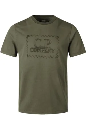 C.P. Company Homme, Tops, Vert, Taille: M T-shirt en coton vert avec impression logo