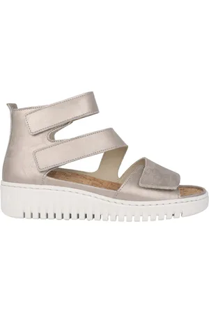 Waldläufer Femme, Chaussures, Gris, Taille: 38 EU Sandale large pour femme en argent