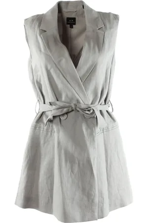 Emporio Armani Femme, Vestes, Gris, Taille: 38 FR Gilet femme en lin et coton gris