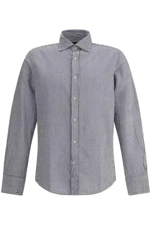 DEPERLU Homme, Chemises, Bleu, Taille: L Chemise en coton à rayures avec col classique