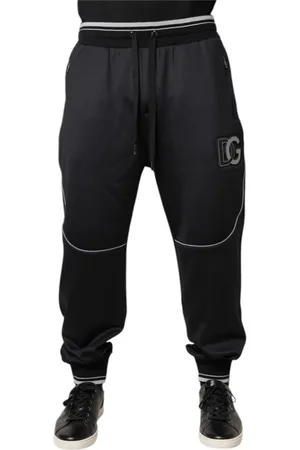 Dolce & Gabbana Homme, Pantalons, Noir, Taille: 2XL Pantalon Jogger Noir avec Logo en Polyester