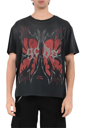 GCDS Homme, Tops, Noir, Taille: M Studded Print Oversized T-shirt